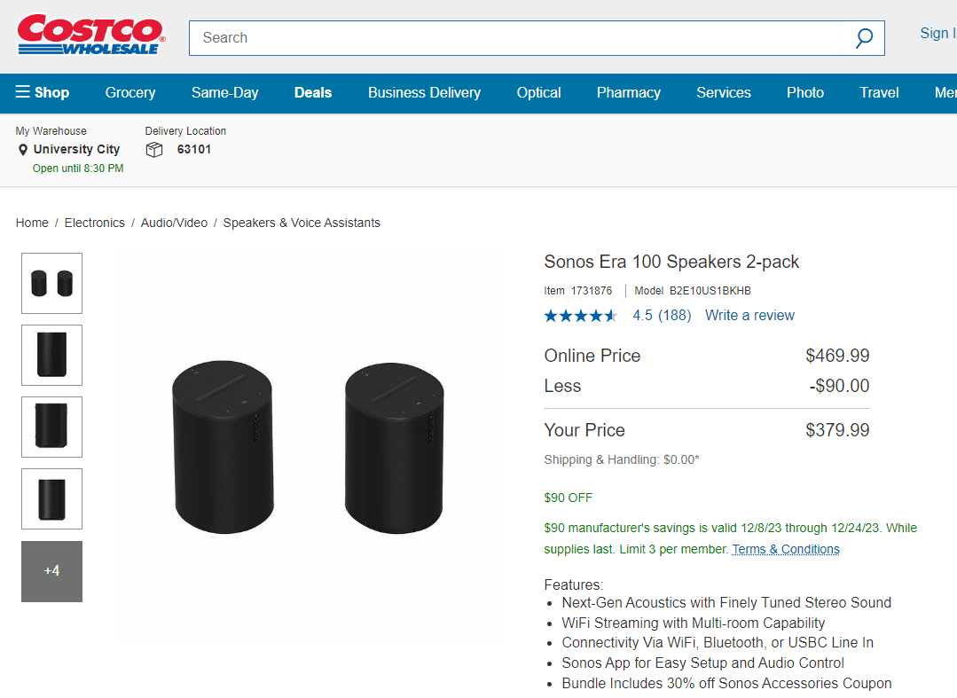 Costco sonos clearance