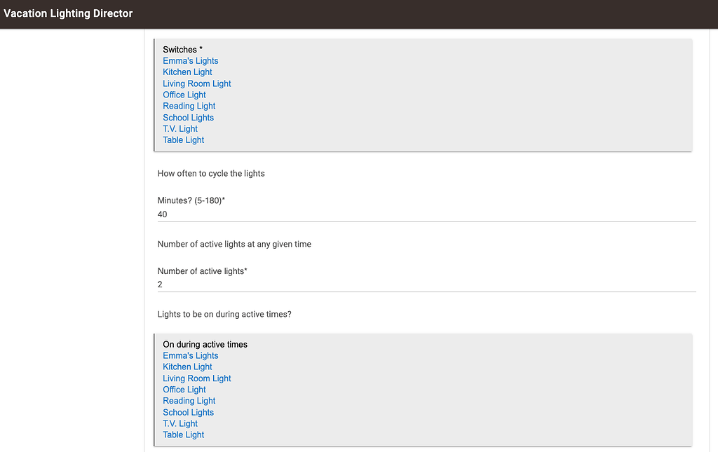 Vacation Lighting Director Setup 🚧 Developers Hubitat