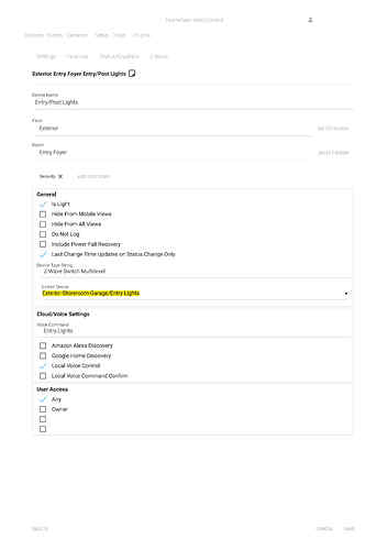 HomeSeer Device Settings