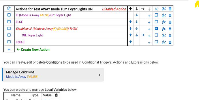 Action - for TEST AWAY Foyer Light ON