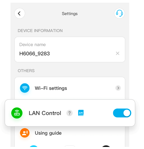Govee Lan Control option in settings