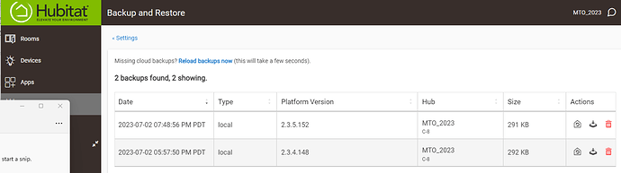 Hubitat C8 Backups Page