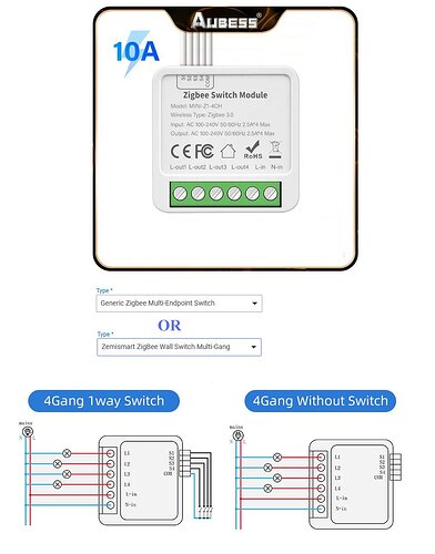 Zemismart ZigBee 120V 4CH specs