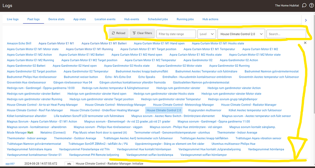 Enhancement Request: Move log handling on log page - Feedback - Hubitat
