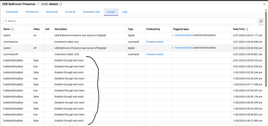 Enabled-Disabled devices thru hub mesh - Devices - Hubitat
