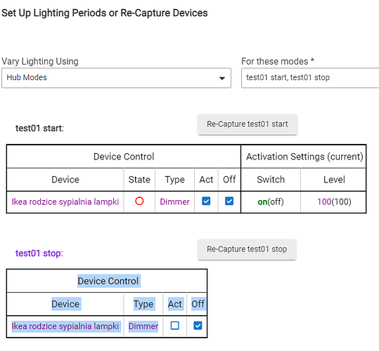 Set Up Lighting Periods or Re-Capture Devices