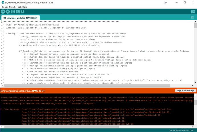 Nano 33 IOT compile fail