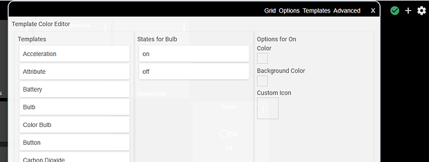 Screenshot of template editor