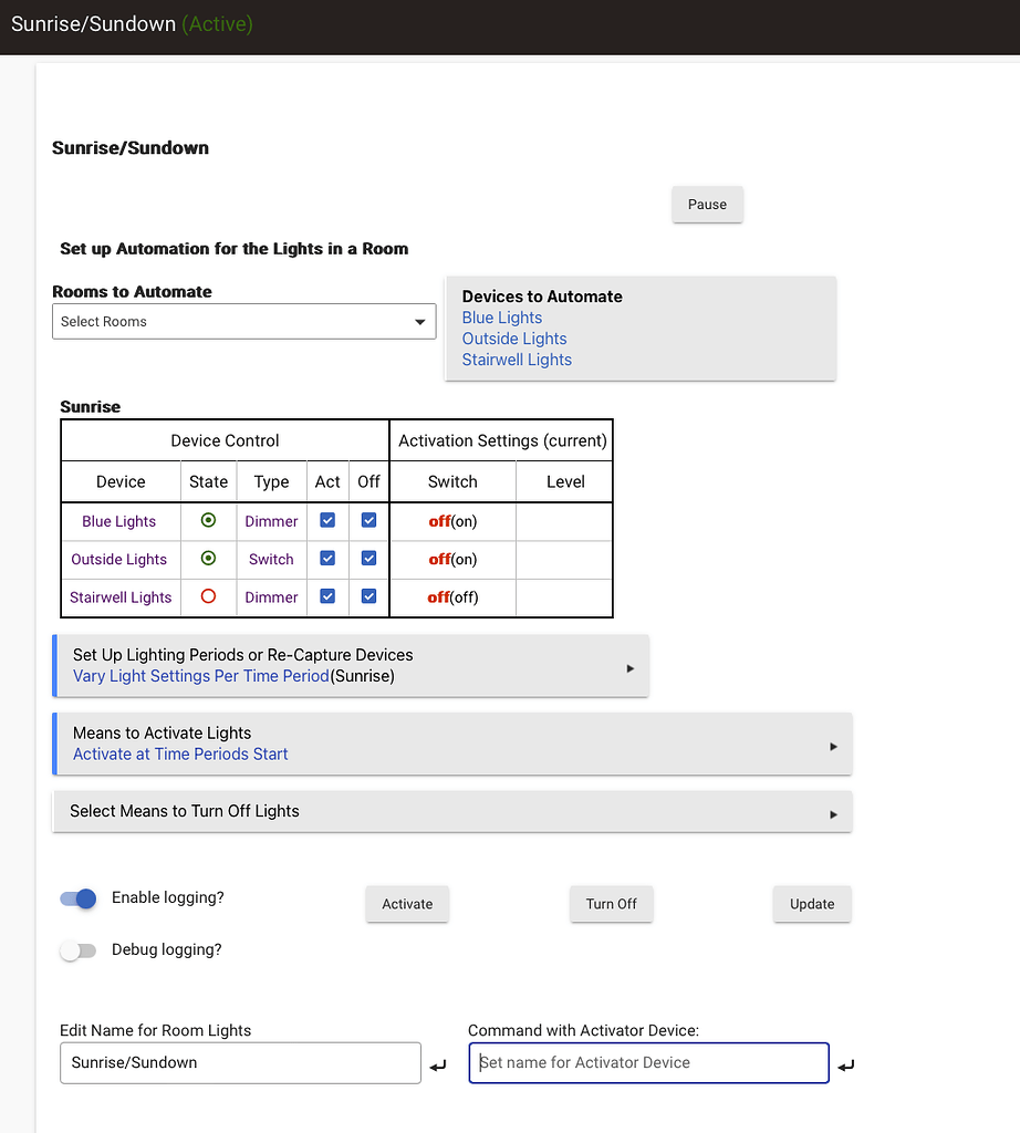 Need help with a Sunset/Sunrise light routine using Room Lighting ...