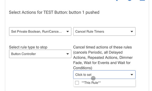 Screenshot: Button Controller with missing rules for Cancel Rule Timers in Button Controller app