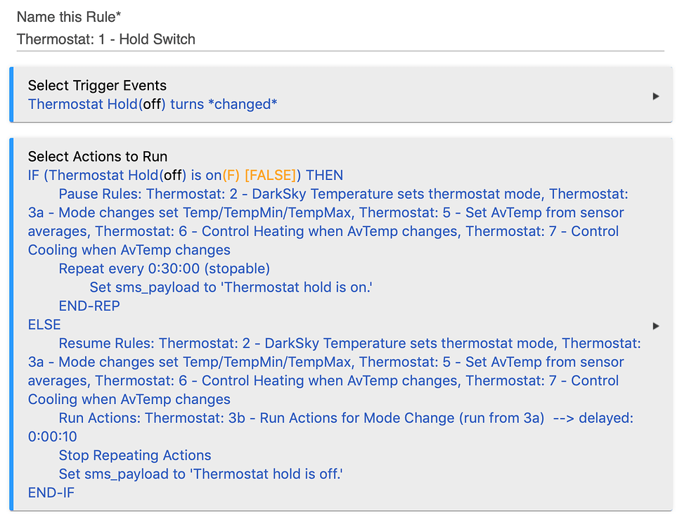 Set of rules that I use to control my thermostat using external sensors