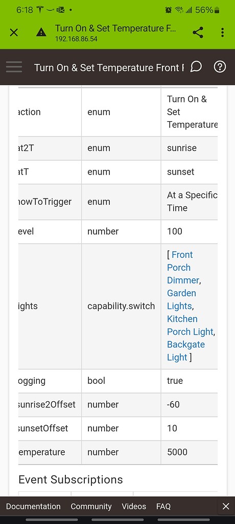 Simple automation rules not triggered at sunset - Rules Examples - Hubitat