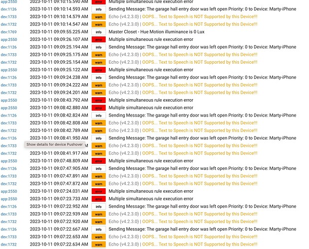 Log warnings