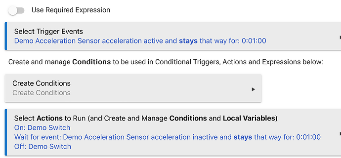 Screenshot of Rule using Sticky Trigger and Wait with duration
