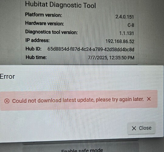 Hub failed to update