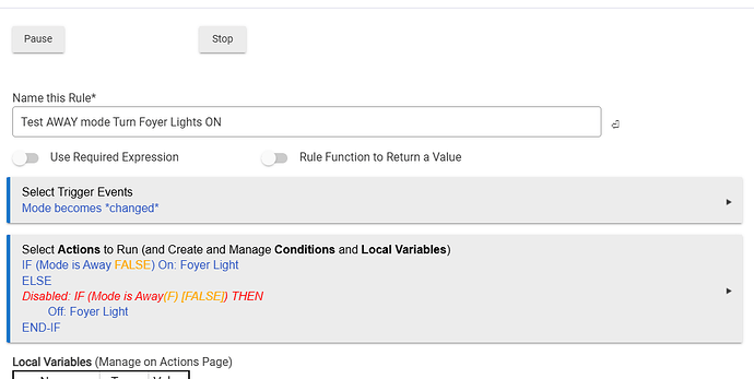 When I leave turn ON foyer Light - 1254