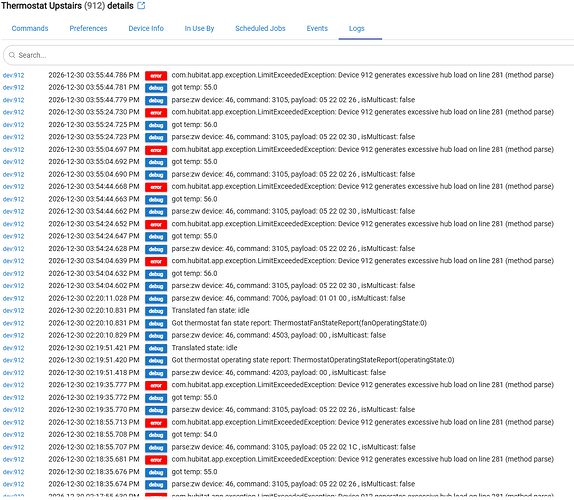 thermostat logs upstairs