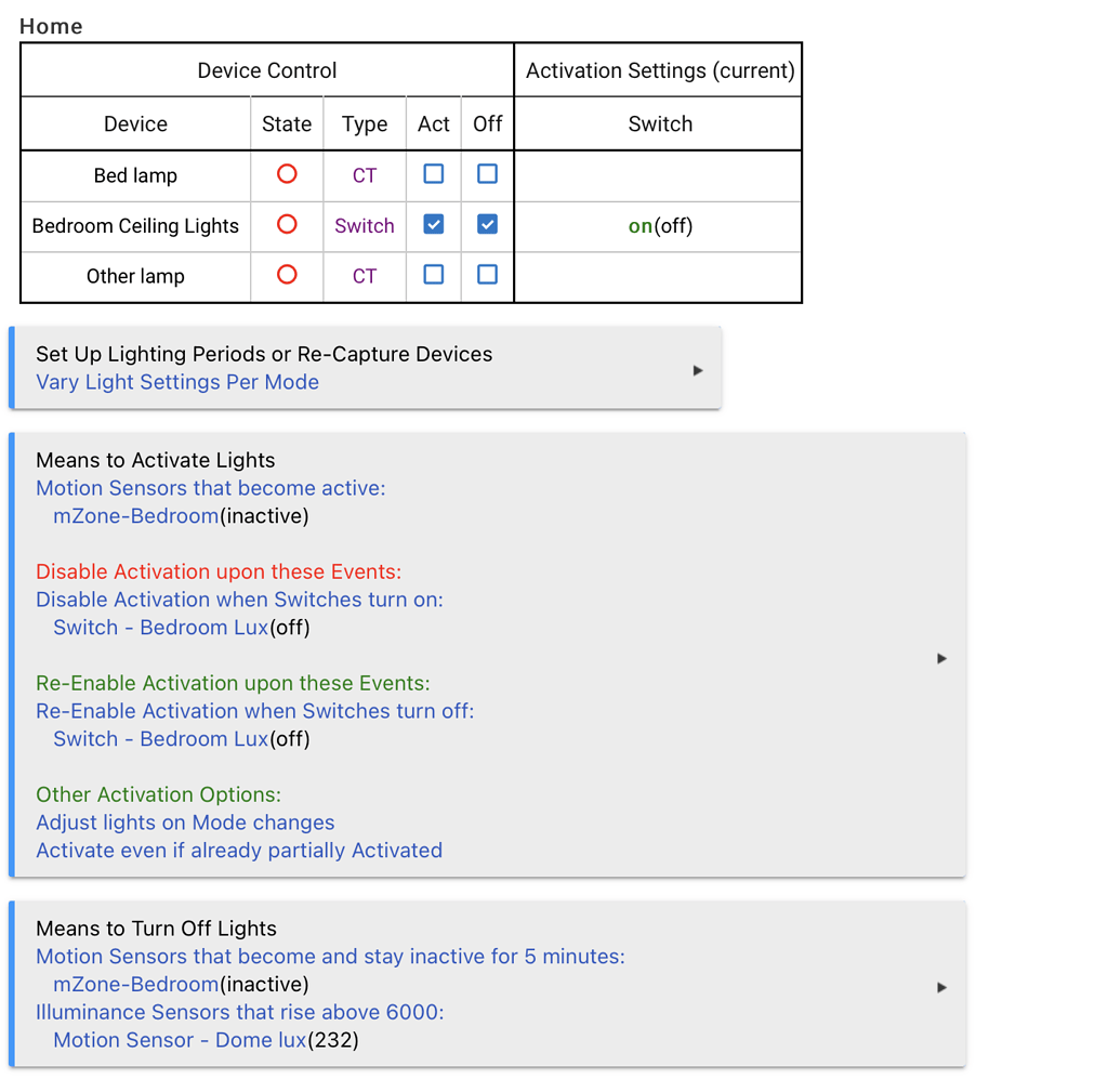 Room Lighting Adjust Lights on Mode Changes 💡 Lighting Hubitat