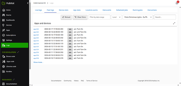 Patio Lights App Log