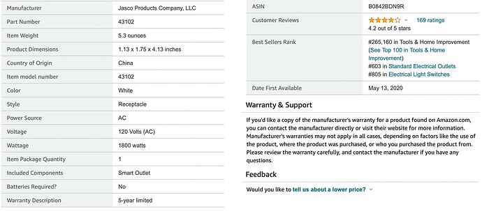 Jasco OTLT 43102 specs