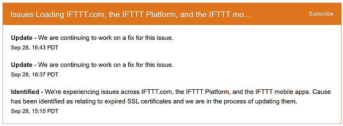 IFTTT Outage