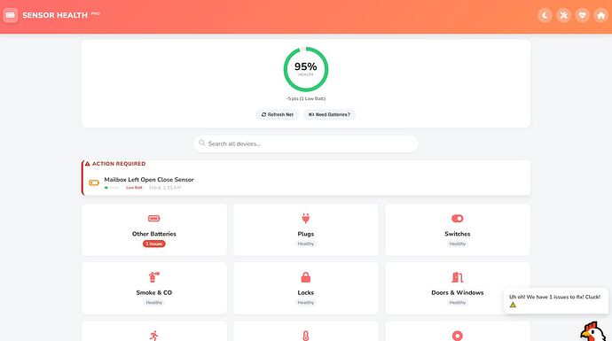 Sensor Health Screen 1