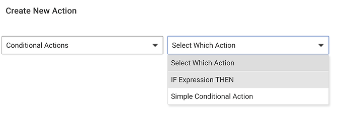 Screenshot of Conditional Actions > If Expression Then menu item in Rule Machine