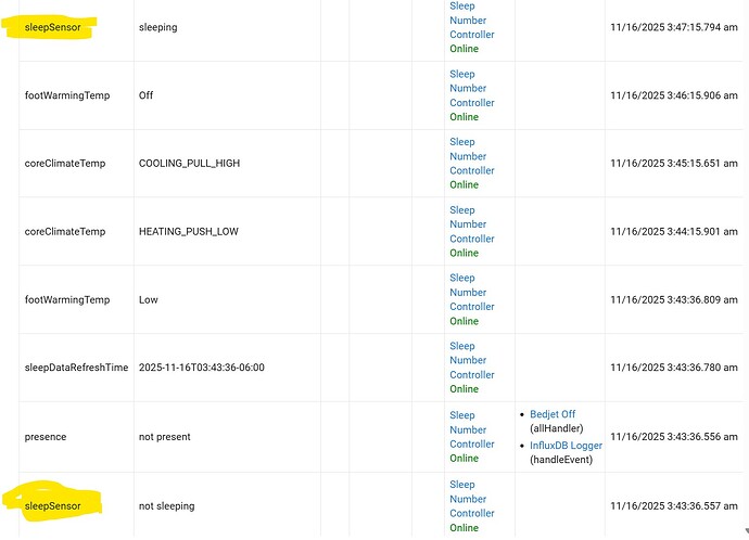 Sleep Sensor Events