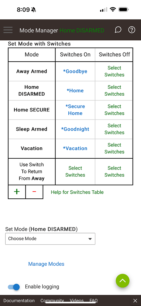 Mode not updating with Switch - Get Help - Hubitat