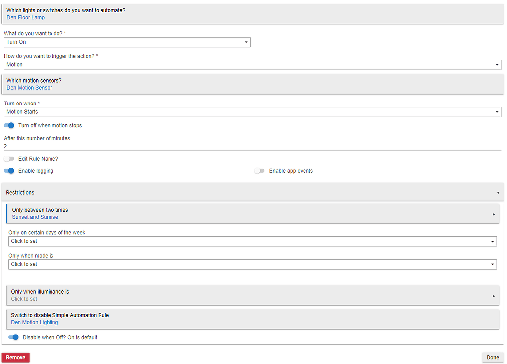 Basic Rule Error - Sunrise Action Error on GE Outdoor Switch - Basic Rules  - Hubitat