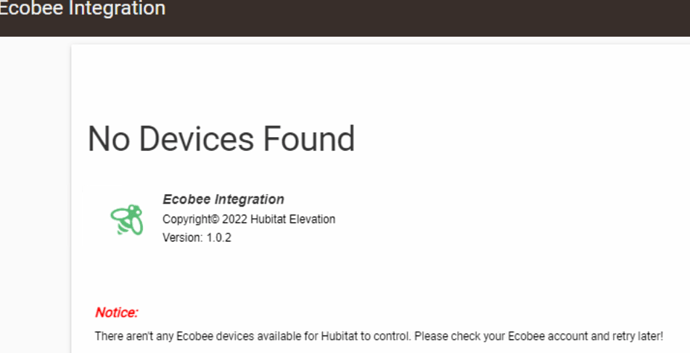 Ecobee No Device