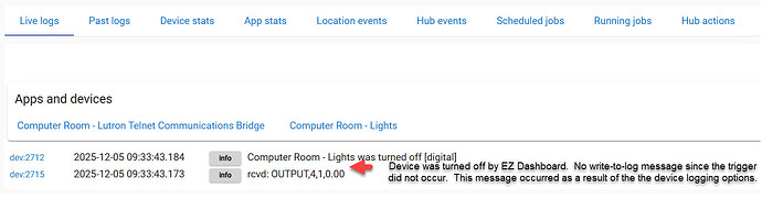 2025.12.05 - Log 02 Device Triggered Off By EZ Dashboard Trigger Unsuccessful