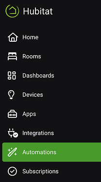 "Automations" menu item