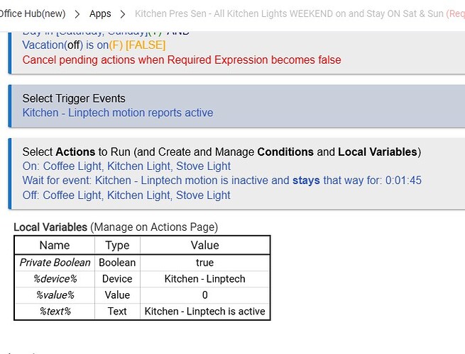 Kitchen Pres Sen - All Kitchen Lights WEEKEND RULE 1301 - TRUE