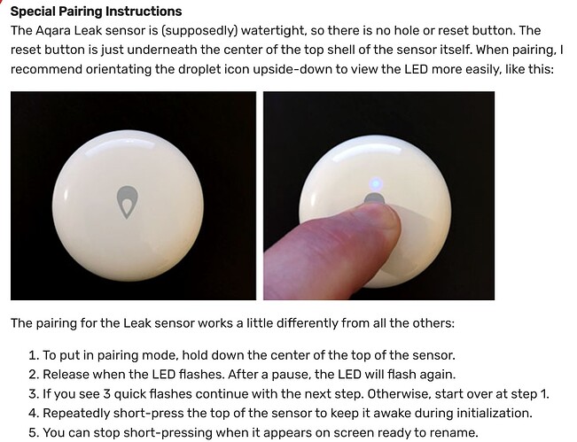Aqara Water Leak Sensor Pairing