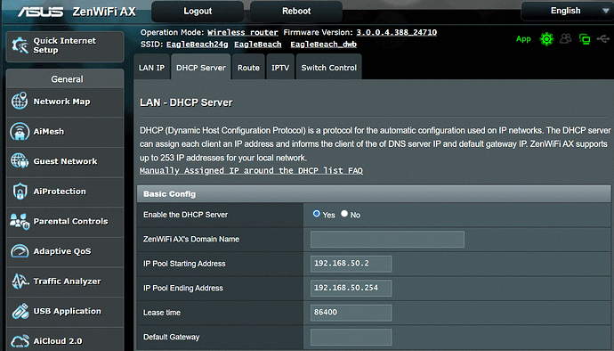 ASUS router dhcp