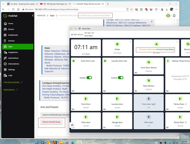 hsm status in the webpage 2.50.153-1