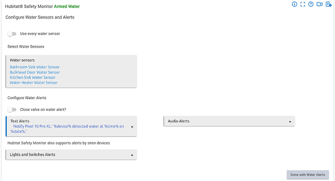 Configure Water Sensors and Alerts