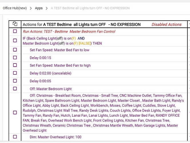 Rule Machine 1913 - (2) A TEST BEDTIME ALL LIGHTS TURN OFF
