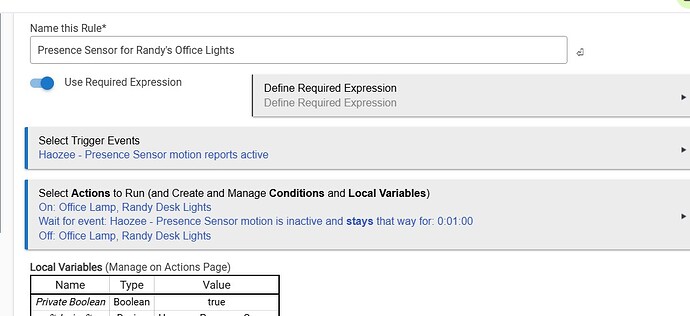 Tuya Presence Sensor - Rule 1