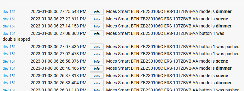Strange mode switching on Moes Zigbee Smart Button/Scene Switch - Devices -  Hubitat