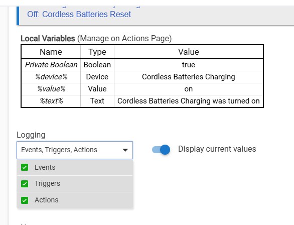 Logging ON  Rule 1722 Battery Chargers