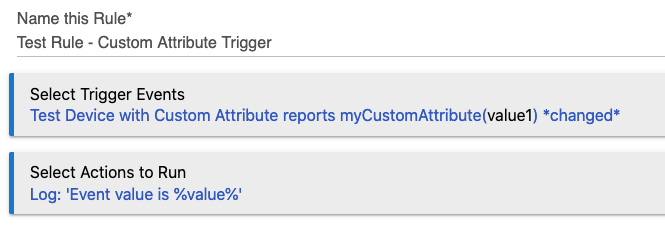 Screenshot: Rule triggering with custom attribute