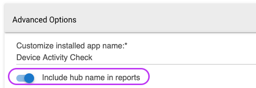 "Include hub name in reports"