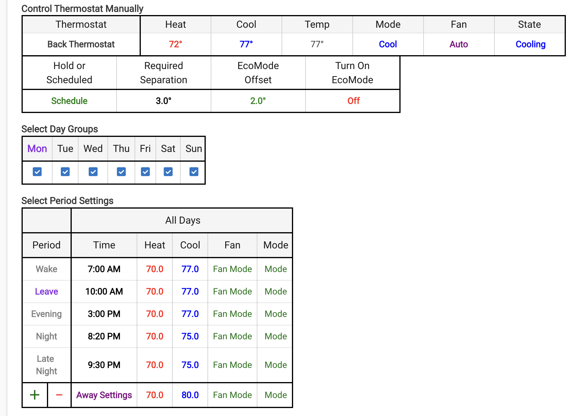 Thermostat Scheduler Pause & Change Setpoints, Not Mode Feature