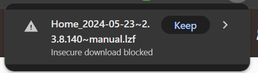 When making a backup, the browser may the lzh file download as 