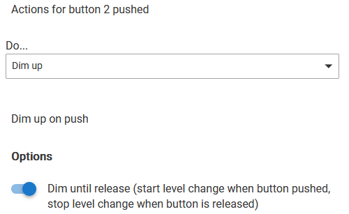 Dim up until release configuration screenshot
