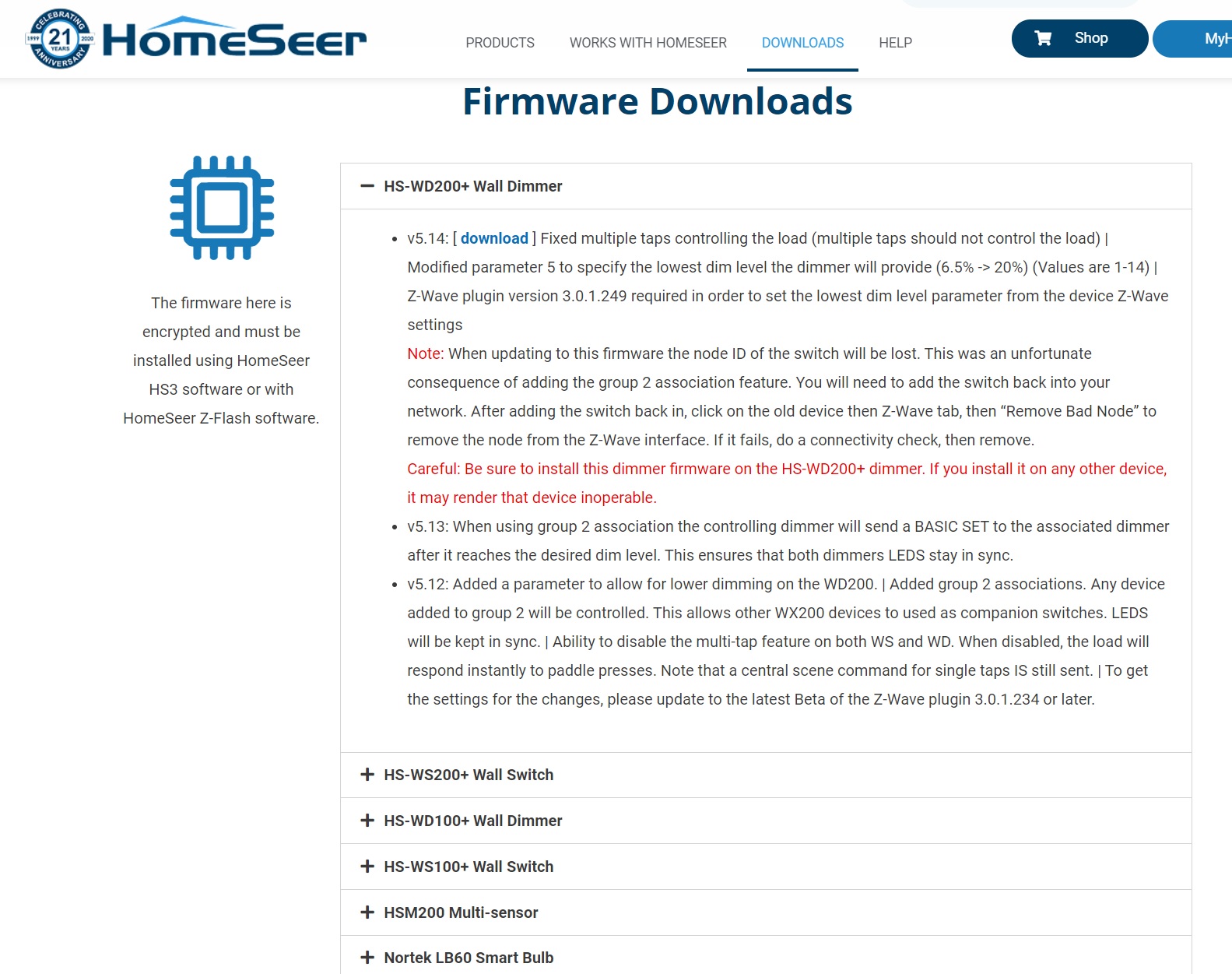 homeseer update firmware