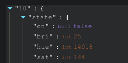 Screenshot of Hue API output