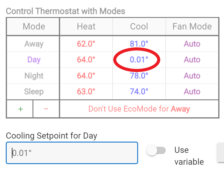 Feature Request Thermostat Scheduler Heat/Cool setpoint minmax